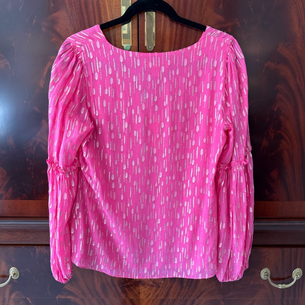 NWT Lilly Pulitzer Cleme Long Sleeve Top Passion Fruit Pink Size 8 - Picture 8 of 11